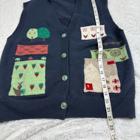 Navy Blue Patterned Women's Vest - Picture 3 of 4